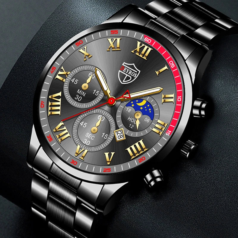Luxury Stainless Steel Quartz Wristwatch for Men - Stylish Calendar and Luminous Features, Perfect for Young Professionals and Casual Business Wear