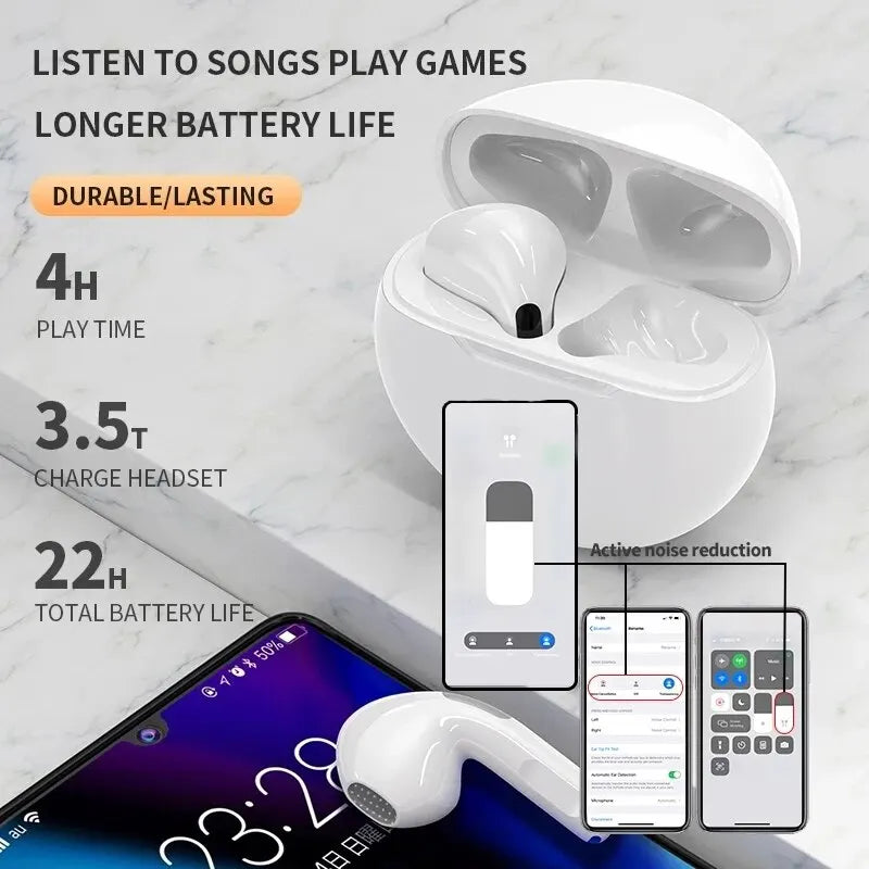 Original Pro 6 TWS Wireless Bluetooth Earphones Headphones Mini Fone Earphone Stereo Sport Headset For Xiaomi Android Earbuds