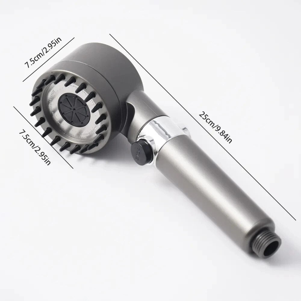 High-pressure 3-mode shower head with massage and accessories
