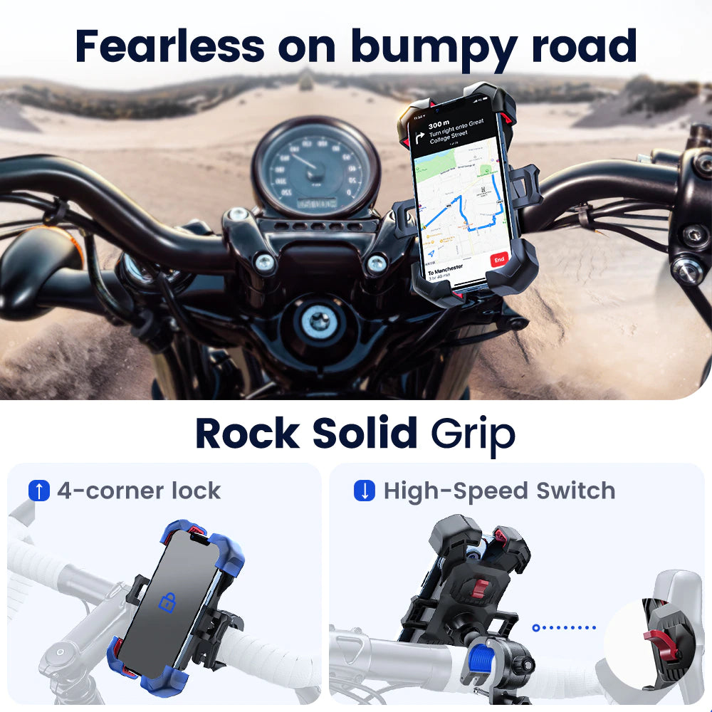 360° View Universal Bike Phone Holder Bicycle Phone Holder for 4.7-7 Inch Mobile Phone Stand Shockproof Bracket