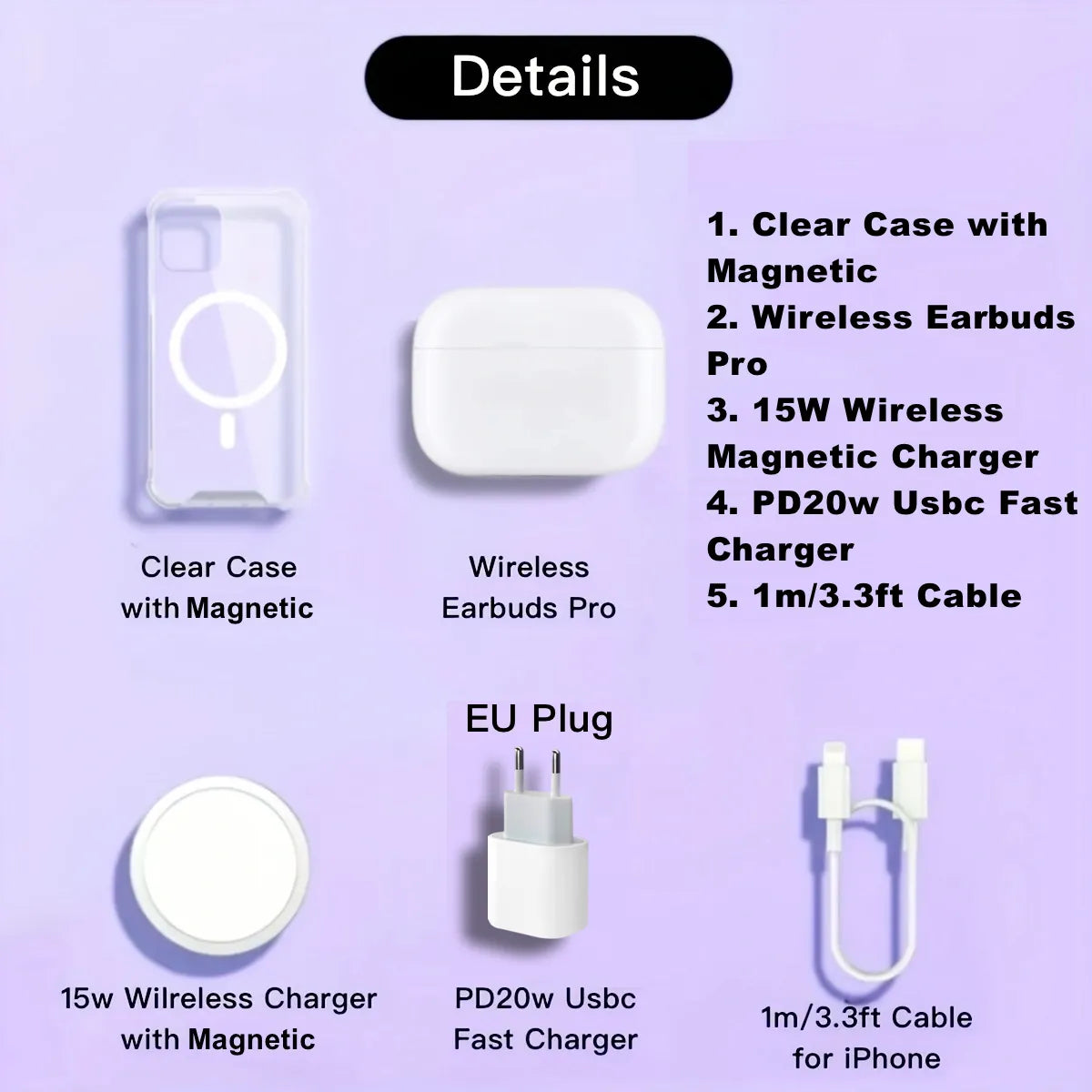 iPhone Accessories Gift Box, 5 In1 Accessories Box for Apple,Wireless Earbuds Pro, Pd20W Fast Charger, Fast Charging