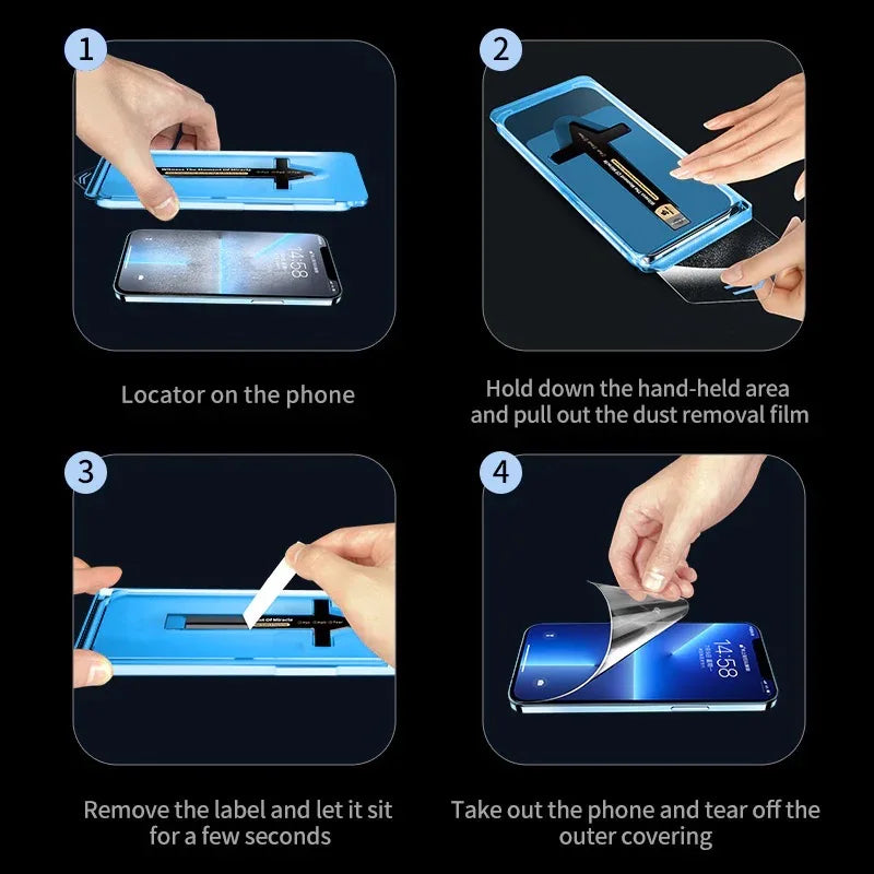 Magic John Screen Protector Toughened Glass Phone with Install Kit Remove Explosion - iPhone15/14/13/12/11/XR/XS Pro Max PLUS 