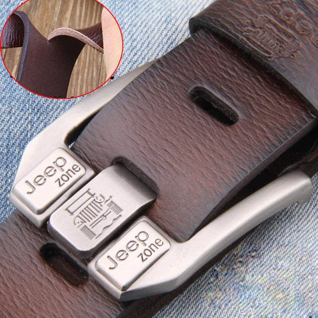 Stylish Men's Genuine Leather Belt with Metal Pin Buckle – High-Quality Designer Waist Strap, Elevate Your Jeans Game with a Famous Brand Touch