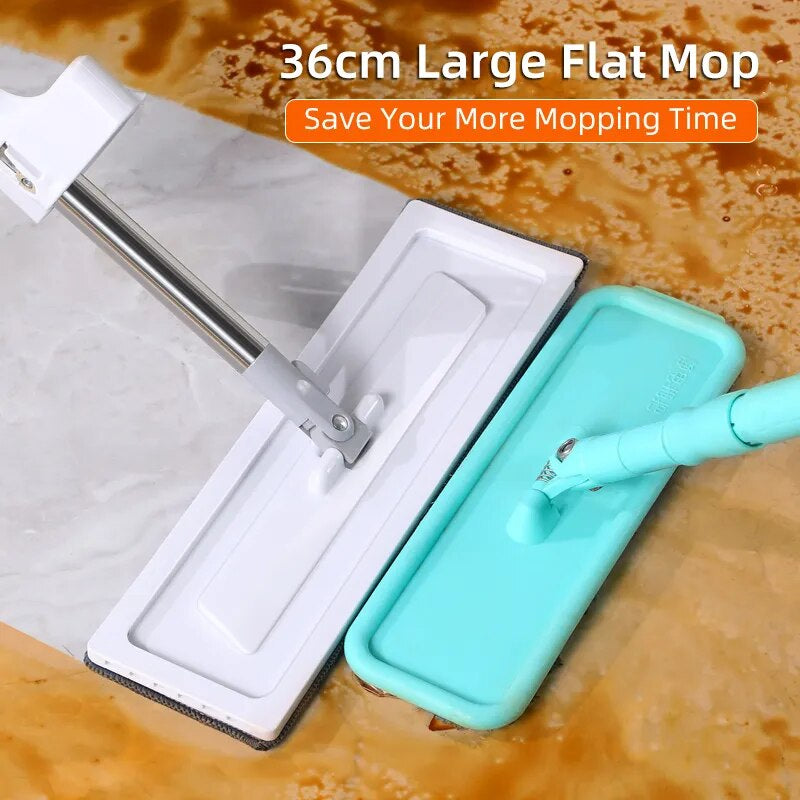 Joybos Hands Free Squeeze Mop Floor Flat Mop with Micro-fiber 